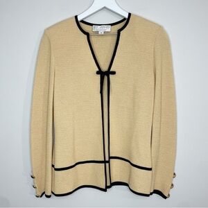 ST. JOHN Collection by Marie, Tan & Black Tweed Sweater Blazer Jacket Size 4